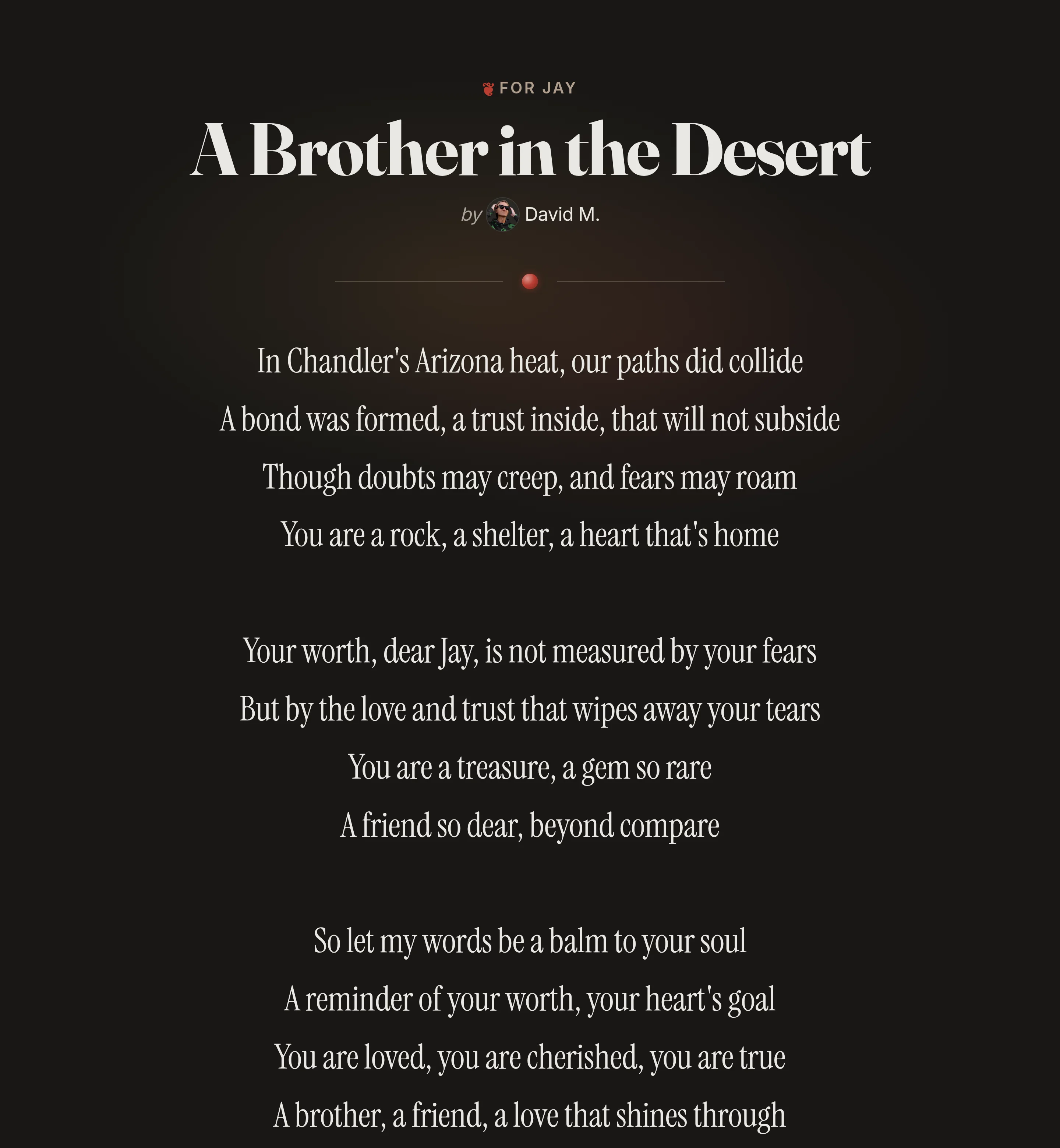 A generated poem on its permalink page