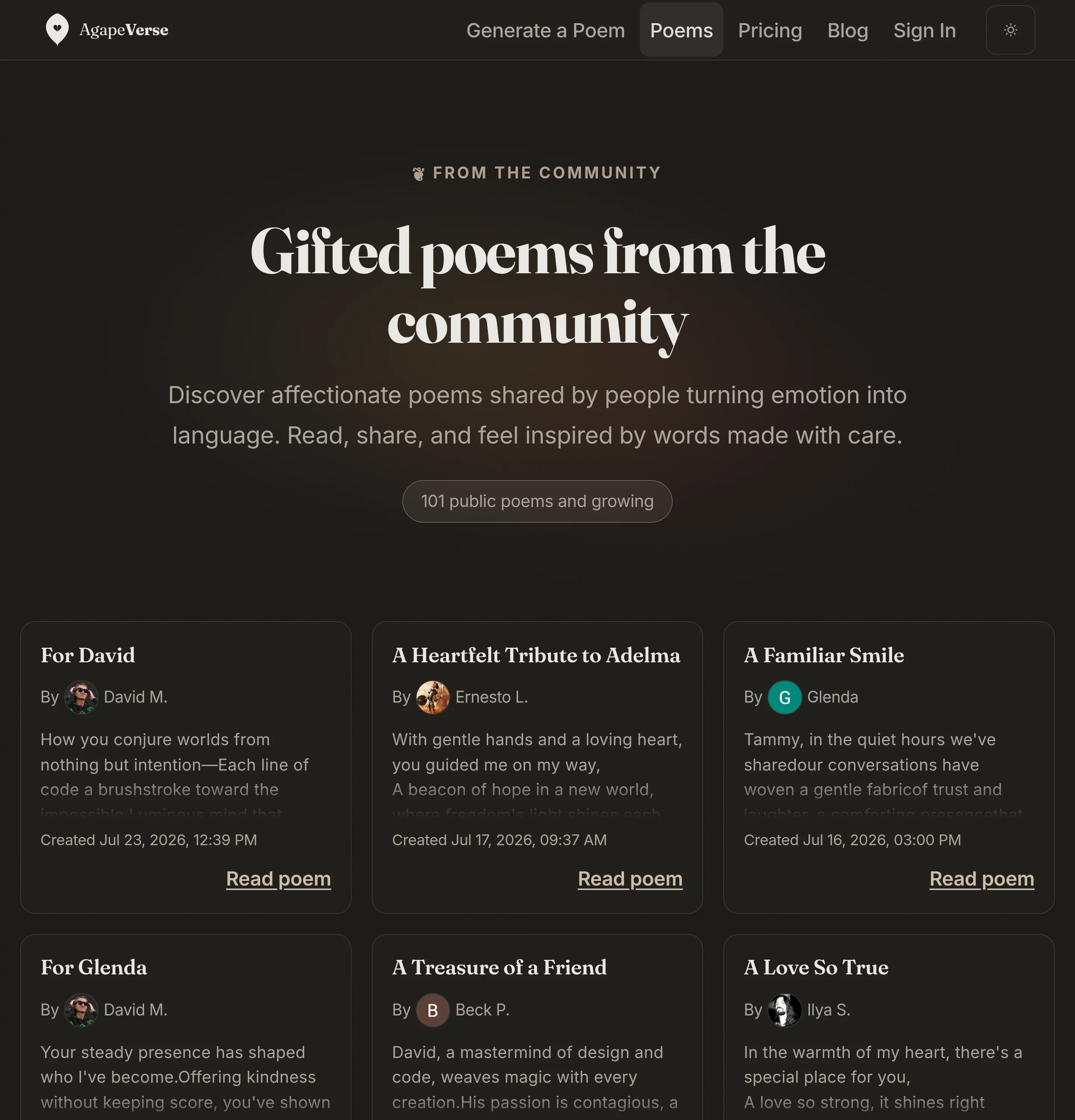 The community poem gallery