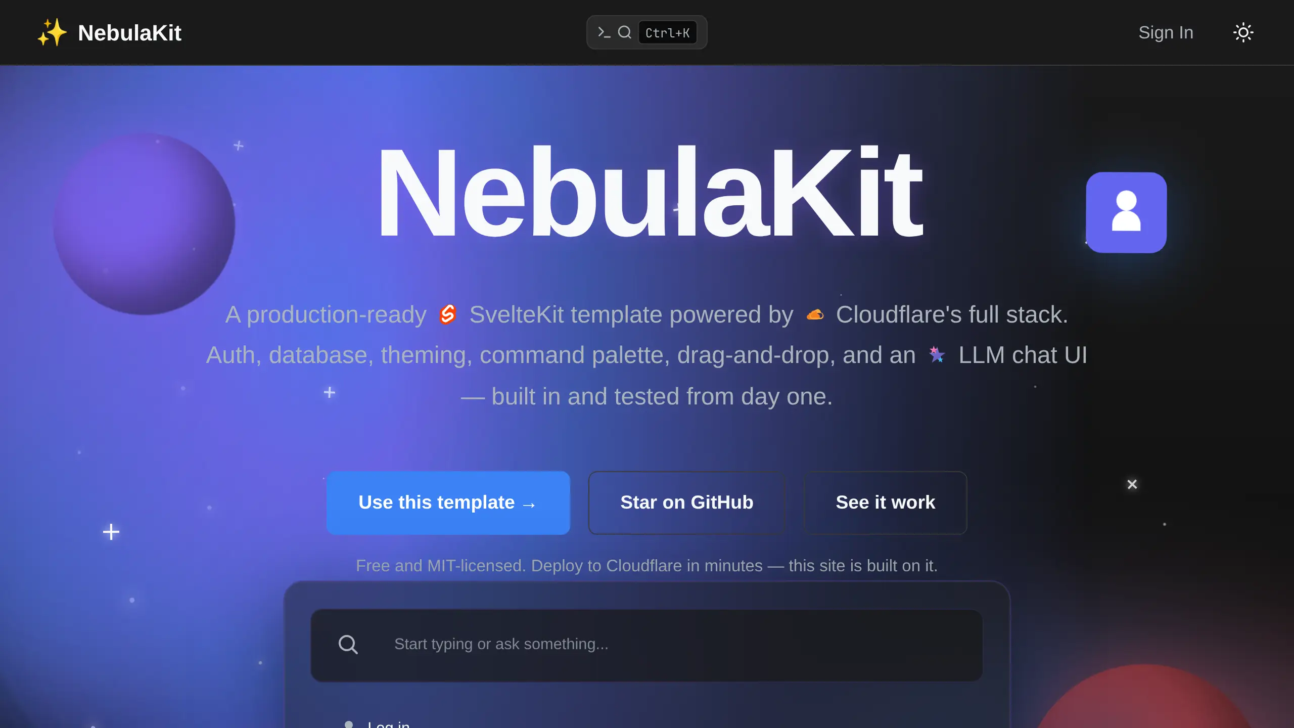 Screenshot of NebulaKit